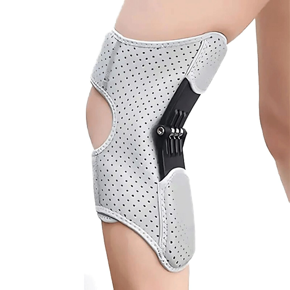 Gray Knee Assistive Device Knee Booster Brace With Spring Stabilizer For Joint Support And Protection 1Pc