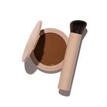 No Makeup Makeup Long-Lasting Lightweight Foundation & Brush Duo | Cruelty-Free Fragrance-Free Buildable Transfer-Proof Makeup (Dark)