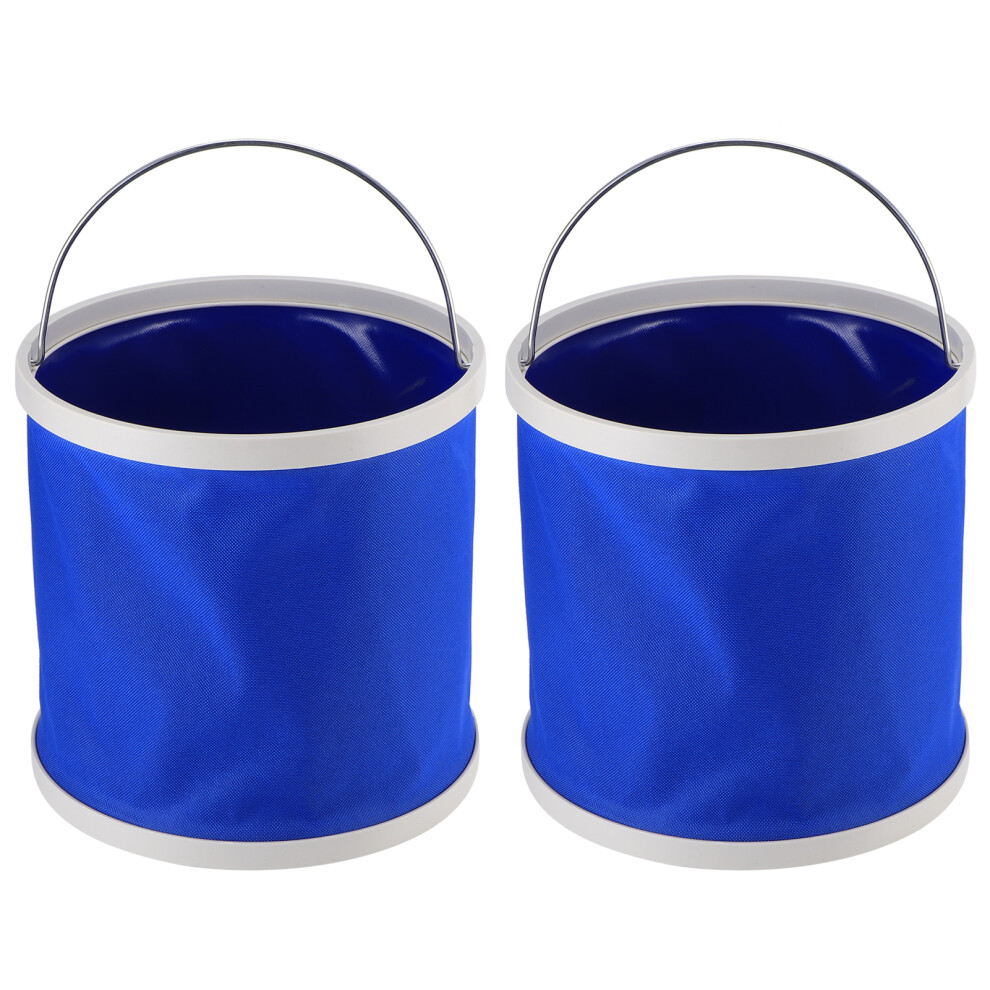 2Pcs Blue 9L Collapsible Bucket Portable Folding 9387669803656