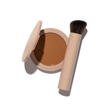 No Makeup Makeup Long-Lasting Lightweight Foundation & Brush Duo | Cruelty-Free Fragrance-Free Buildable Transfer-Proof Makeup (Mocha)