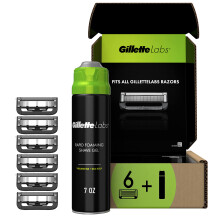 Gillette Labs met exfolirende scheermesvullingen voor mannen 6 scheermesjesvullingen en 7oz snelschuimende scheergel