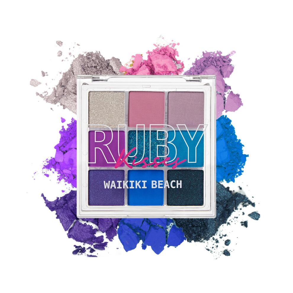 Ruby Kisses Red Eyeshadow Palette Highly Pigmented Eye Makeup 9 Shades Matte Shimmer Metallic Eyeshadow Palette (Waikiki Beach)