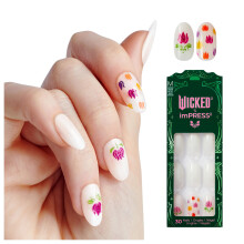 WICKED X imPRESS Design Press On Nails NEJSNADNEJ BEZ LEPIDLA Mani Super Hold Adhesive? Eautifical White Medium Oval Obsahuje 30 falench nehtu 1
