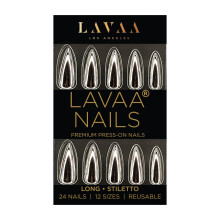 Unhas de presso SILVER CHROME da Lavaa Beauty | Espelho Cromo Prata Stiletto Nails