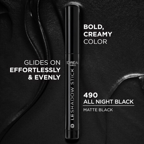 L’Oréal Paris L'Oreal Paris Makeup Le Shadow Stick Σκιά Ματιών, Blendable, Ανθεκτική σε Μουντζούρες, 490 All Night Black 1