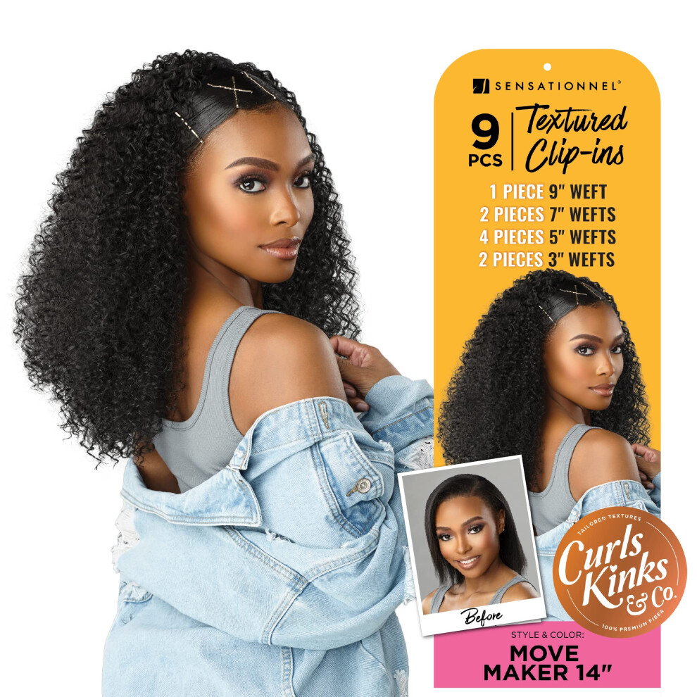 Sensationnel Unisex Brown Curls Kinks & Co Textured Clip-In - Move Maker 14"""" (Color:2 Dark )