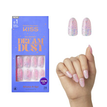 KISS Gel Fantasy Dreamdust Press-On Nails Nail glue included 'Diamonds 4 Me' Light Pink Medium Size Oval Shape Includes 28 Nails 2G Glue 1 M
