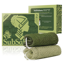 SubSahara Authentic African Net Sponge - 2 Pieces Exfoliating Scrubber for All Skin Types Bath Sponge for Face & Body Travel Portable Durable Gen