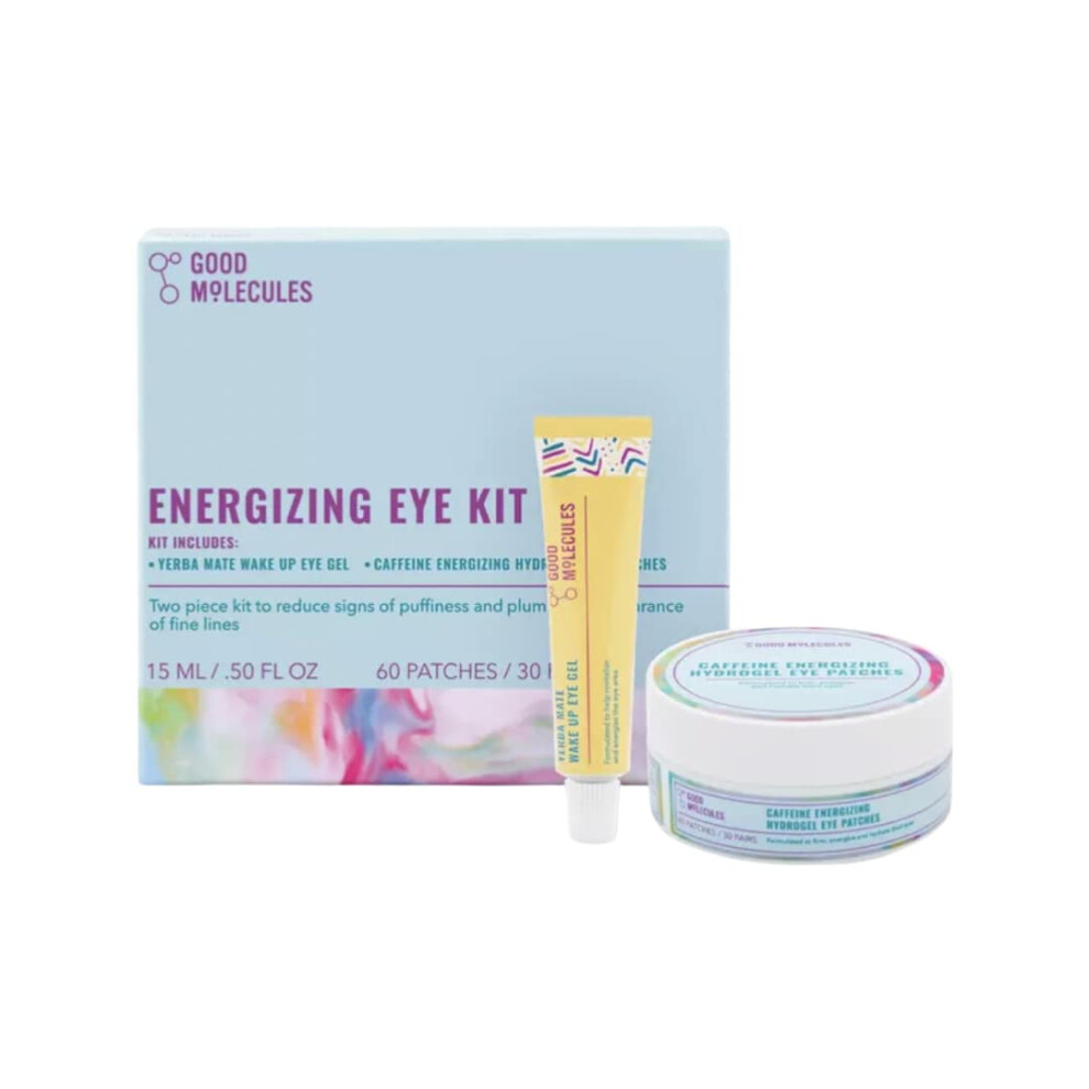 Good Molecules - Energizing Eye Kit - Yerba Mate Wake Up Eye Gel (0.5 Oz) And Caffeine Energizing Hydrogel Eye Patches (60 Ct.) - (Set Of 2) 15.