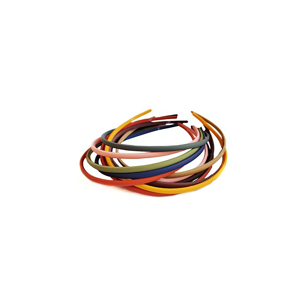 Annacreations Fashion Plastic Matte Elastic Hair Bands Wavy Hair Comb Headband For Women - Multicolour (Pack Of 12 Pcs)