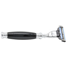 Union Razors SS3RZ Razor with Black Resin Handle and Lubricating Strip - Reusable Mens Shaving Razor