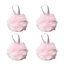 SEVENHEAD Bath Sponge Shower Loofahs Pink 50g/Piece Mesh Pouf Bath Scrunchies Body Wash Puff(Set of 4)