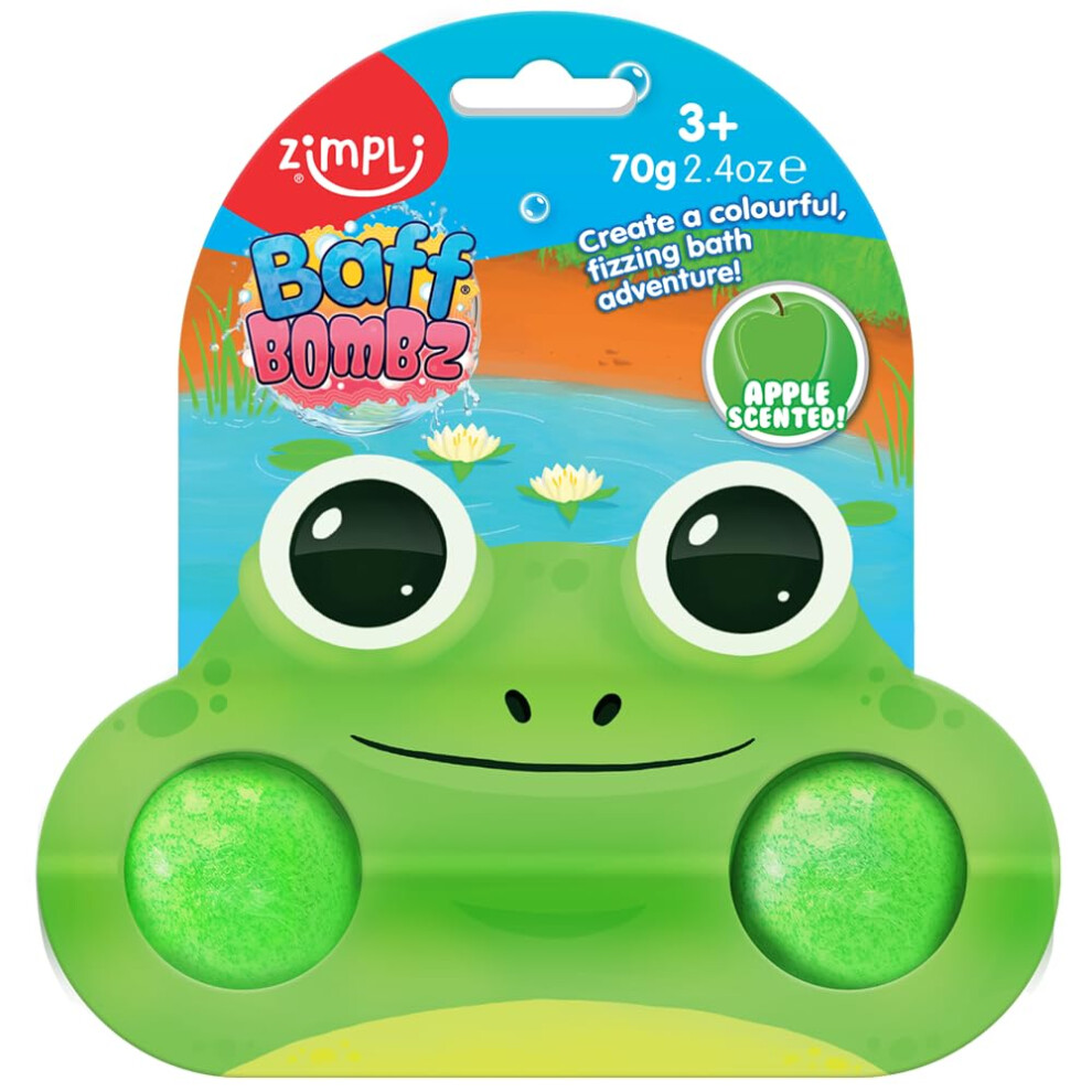Zimpli Kids 2 X Cool Frog Bath Bombs On Gift Card Children's Value Birthday Gifts For Boys And Girls Favours Rewards Prizes Party Bag Fillers Pinata To