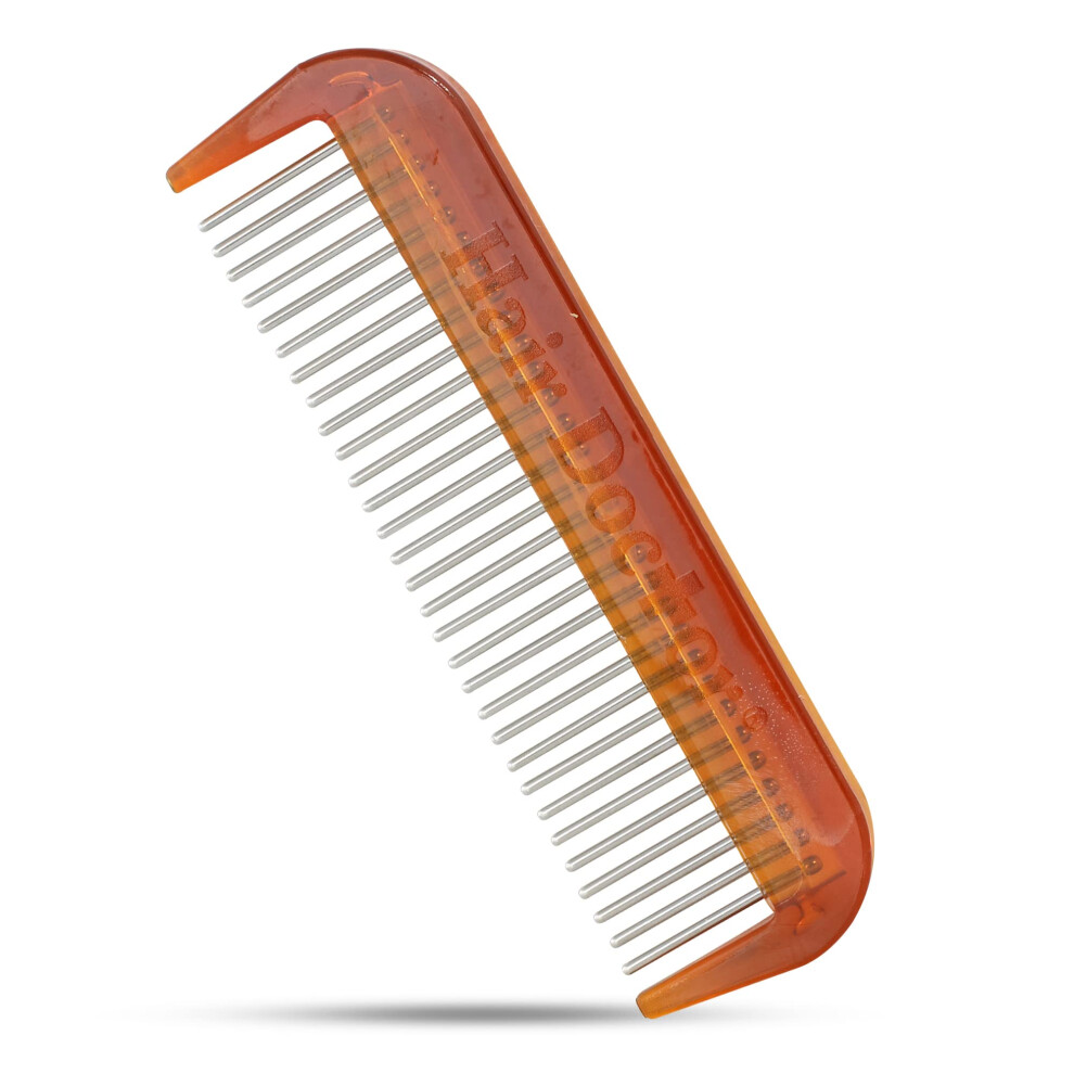 Hair Doctor 4"""" Mini Comb With Silky Smooth Rotating Teeth Reduces Hair Breakage And Hair Loss (Golden Amber)