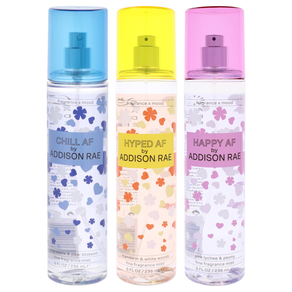 Addison Rae Kit By For Women - 3 Pc Kit 8Oz Fragrance Mist - Chill Af, 8Oz Fragrance Mist - Happy Af, 8Oz Fragrance Mist - Hyped Af