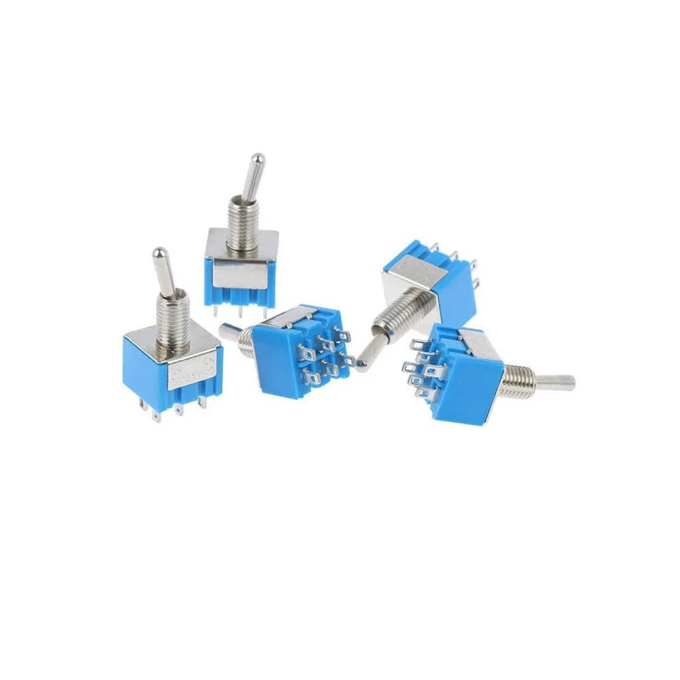 5Pcs Miniature Toggle Switch Dpdt On-On 120Vac 6A 1/4 Inch Mounting Mts202 Control Switch For Electrical Projects 6947110190242