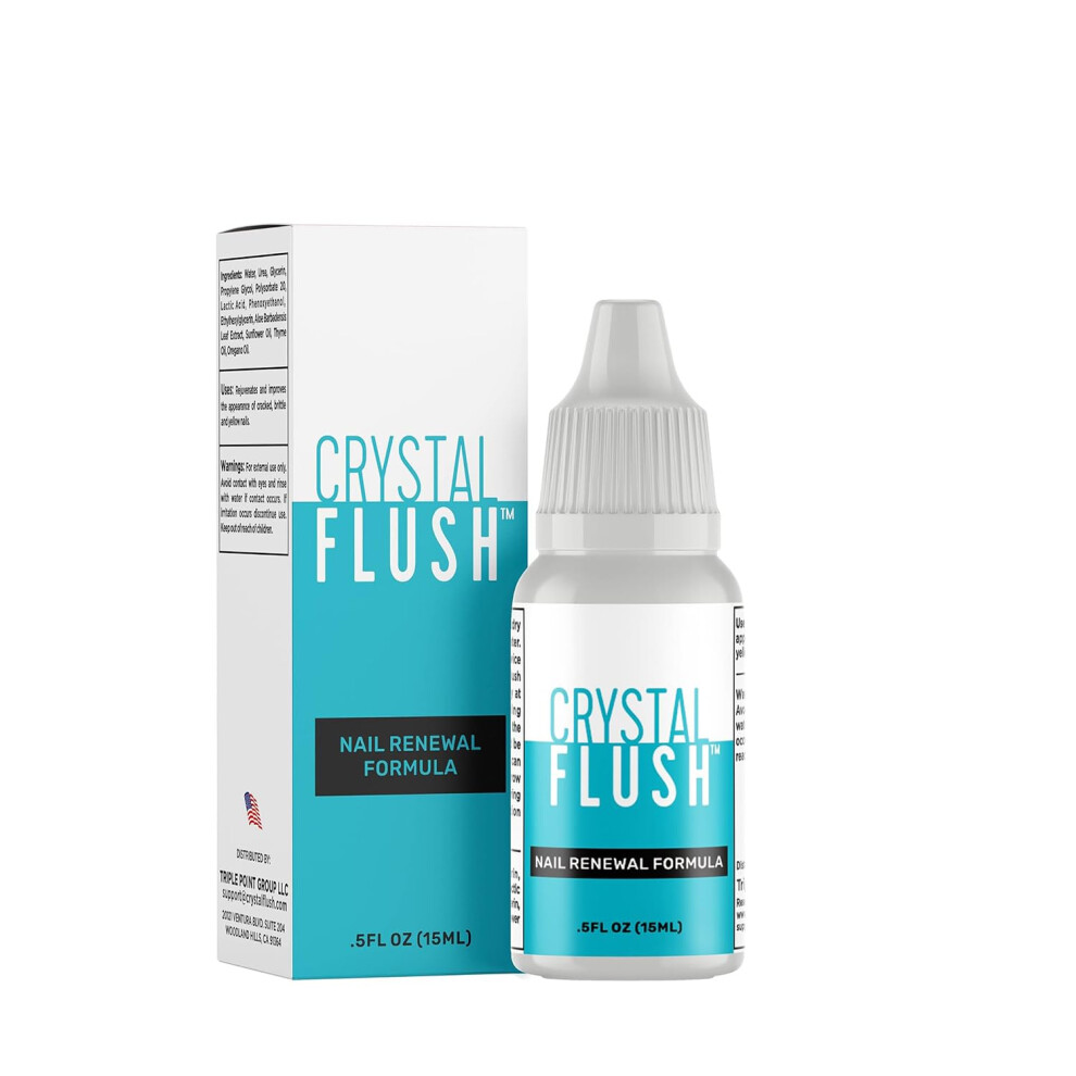 Crystal Flush Yellow Nail Renewal Formula - Nail & Toe Treatment As Seen On Tv Fast Results For Discolored Damaged Cracked Nails - 05 Oz./15