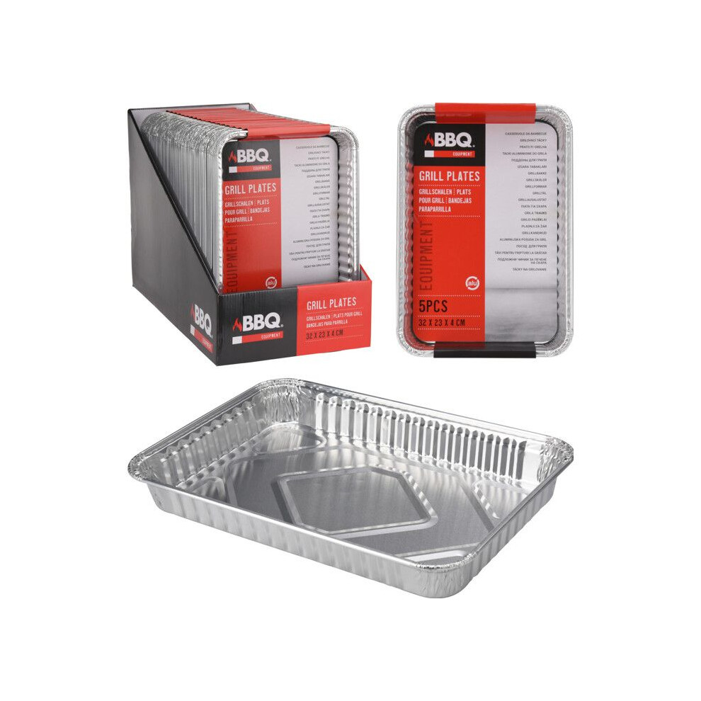 Aluminum BBQ Pan Set - Silver - 5 pieces-image-OPC-PJMJDPQ-NEW