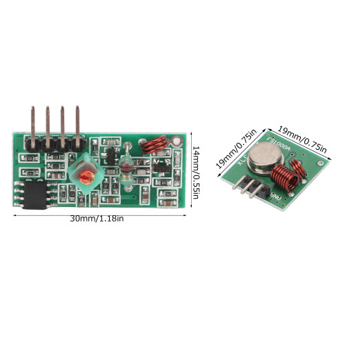 Kit trasmettitore/ricevitore RF 433MHz, 30x14x7mm DC5V 2