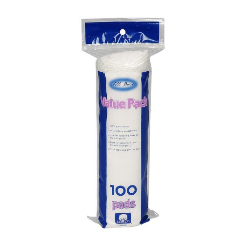 100 Count runde kosmetiske bomuldspuder