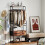 Homcom (Brown) HOMCOM Coat Rack with Shoe Storage, Bench and 10 Hooks 8