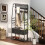 Homcom (Grey) HOMCOM Coat Rack with Shoe Storage, Bench and 10 Hooks 8