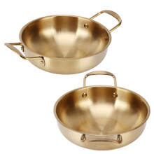 Gold koreanischer Ramen-Topf aus Edelstahl, tragbarer Küchenkochtopf für Haushalt, 24 cm / 9,4 Zoll