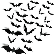 Bats Wall Decor,140 Pcs 3D Bat Halloween Decoration Stickers