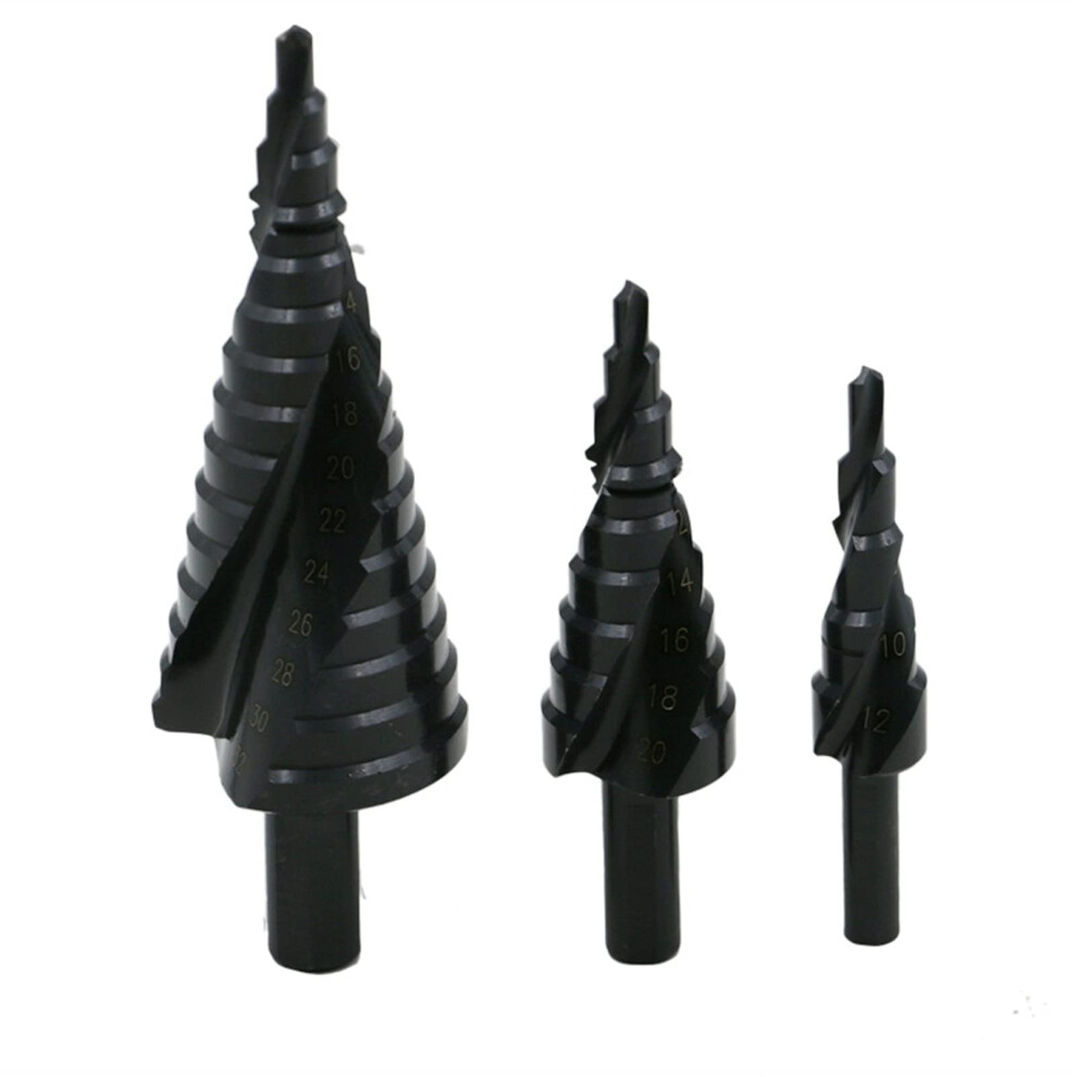 3Pcs Hss Cobalt Step Drill Bit Set 4-32Mm Nitrogen High Speed Steel Spiral Cone Triangle Shank Metal Hole Cutter 6482260681979