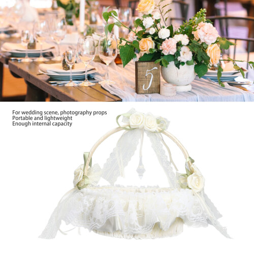 Cesta de flores blancas para boda - Capacidad suficiente 2