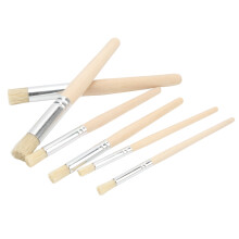 Juego de 6 pinceles para plantillas con mango de madera - cerdas ergonómicas