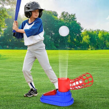 Sports Kids Baseball Pitching Machine - Pop A Pitch Baseball Batting Machine with Youth Bat + 3 Plastic Baseballs - Boys + Girls Baseball Toy