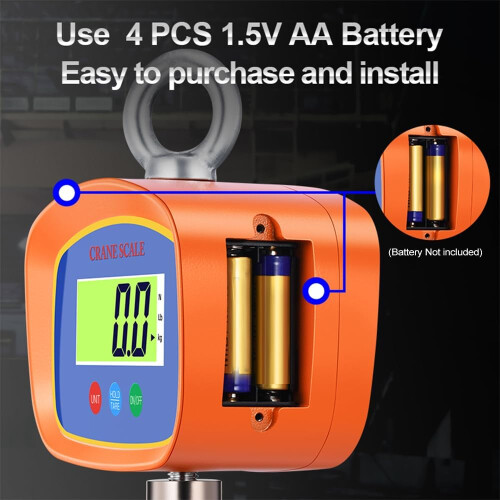 Digital Hanging Scale 1000kg/500g Industrial Crane Scale with Aluminum Case LCD Backlight Tare Zero Data Hold Features 1