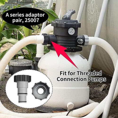 2 Pack Hose Adapter for Intex A Replacement Hose with Clamp for Threaded Connection Pumps, Gray 2