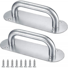 2 Pcs Sliding Door Handle, Stainless Steel Push Door Handles, Cabinet Handle Pull with Back Plate for Garden Closet Barn Doors(200x 65mm/oval)