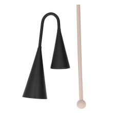 Zwei-Ton Agogo-Glocke aus schwarzem Metall, traditionelles lateinamerikanisches Agogo-Perkussionsinstrument mit Holzstab