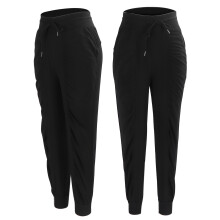 Kordelbunde Freizeithose Damen Polyester Sporthose Weit locker stylisch Jogger für Sport Laufen Schwarz M