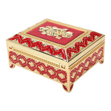 Caja de joyería metálica vintage roja 12,6 x 10,6 x 6,5 cm
