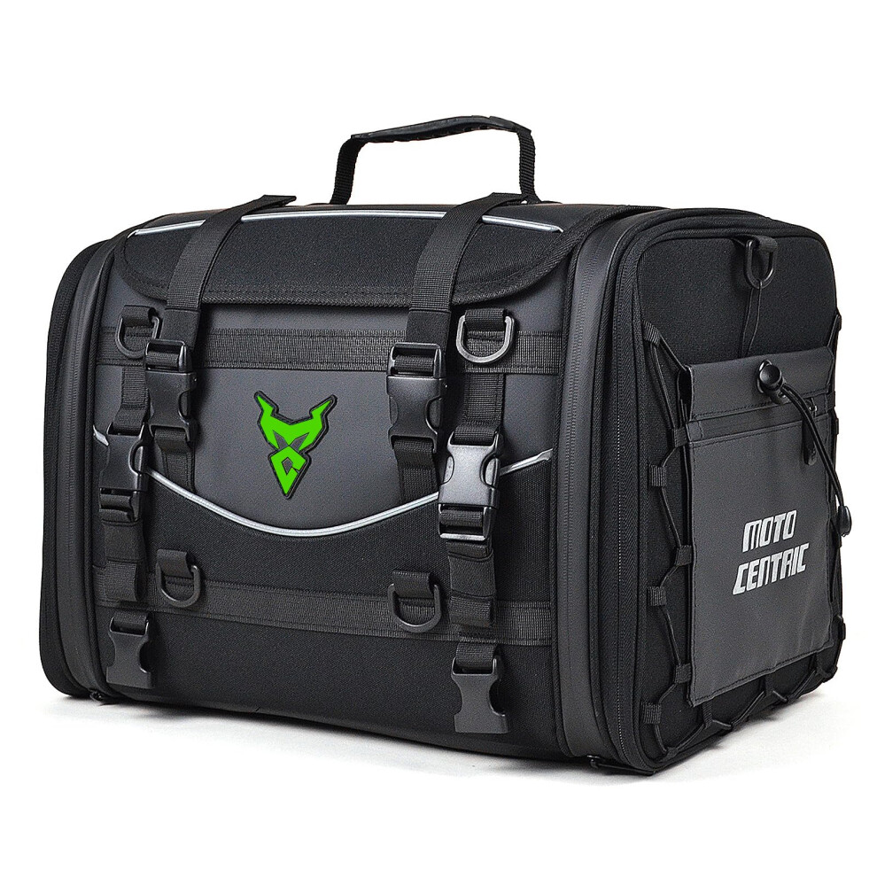 Motorcycle Bag For Back Seat, Expandable 35-50L Oxford Travel Backpack, Water Repellent, With Handle And Straps Green 6947110193168