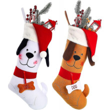 2 Pieces Dog Heilwiy Stocking Embroidered Dog Pattern Stocking Decorative Felt Personalized