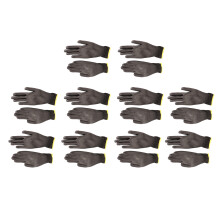 10 Paar Sicherheitshandschuhe Arbeitsschutz PU-beschichtet, statisch ableitend, aus Nylon, allgemein, schwarz mit rotem Rand, Größe 8 (M)