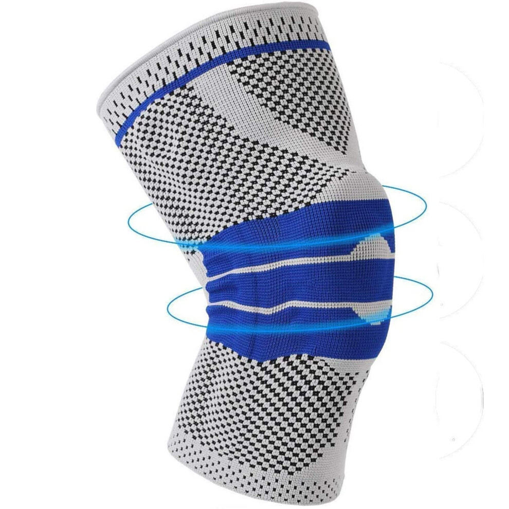 Knee Brace Compression Sleeve for Meniscus Tear and Arthritis, X-Large Patella Stabilizer with Silicone Gel Spring Support
