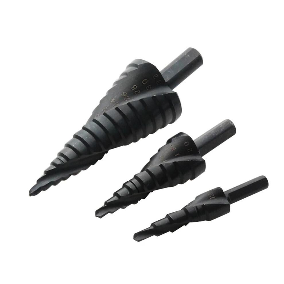 High Speed Steel Step Drill Bit Set 4 Sizes 12mm 20mm 32mm Nitrided Cone Drill Bits for Metal and Wood-image-OPC-PJNTB76-NEW