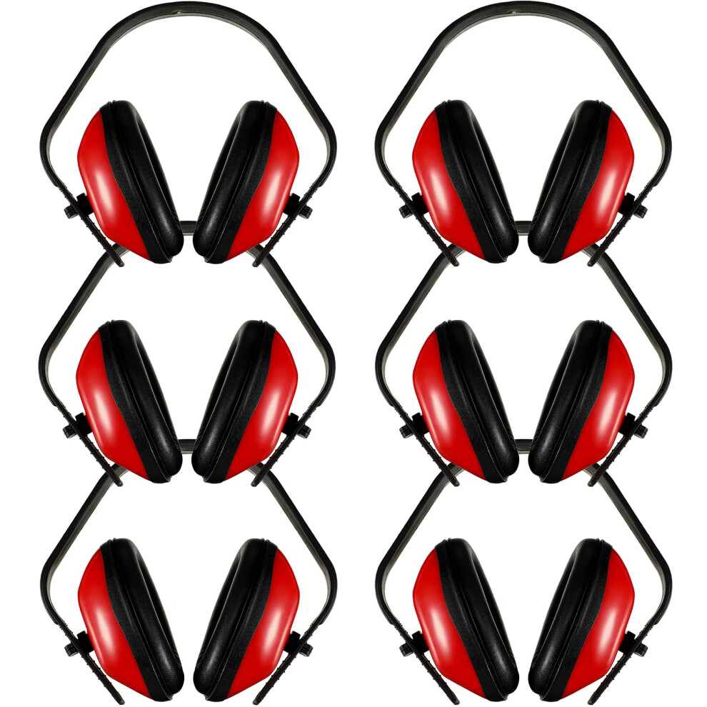 Soundproof Earmuffs Hearing Protection Headphones 6 Pcs Adjustable Padded Noise Reduction Earplugs Red Color 6947110193618