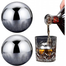 2 Pcs Whiskey Ball Reusable Stainless Steel Ice Cubes Metal Ice Cubes Whiskey Stones Balls