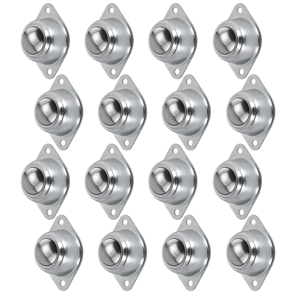 16 Pcs Roller Ball Transfer Bearing 3/4 Inch Flange Mounted Carbon Steel Caster Units For Conveyor Load Capacity 55 Lbs 6947110193670