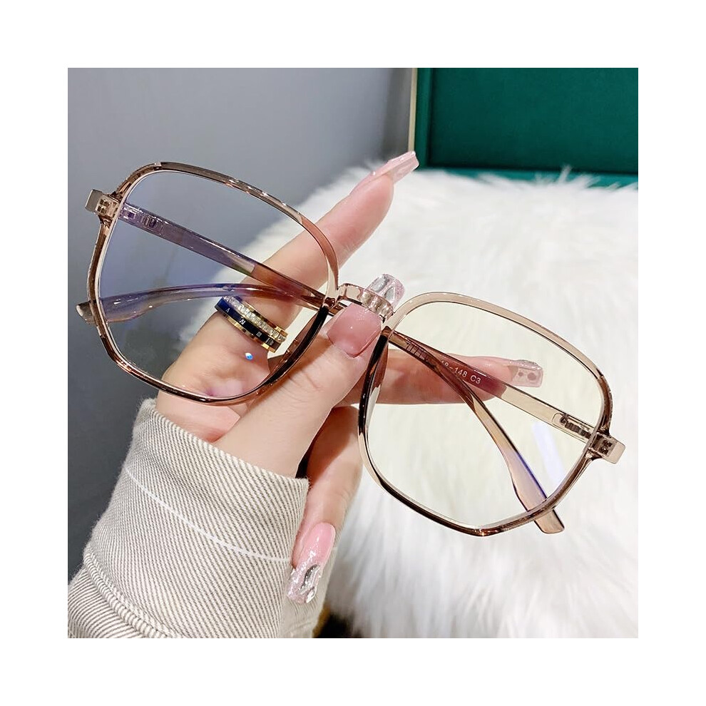 Oversized Blue Light Blocking Reading Glasses Anti-UV Flat Light Mirror Eyeglasses for Computer Use