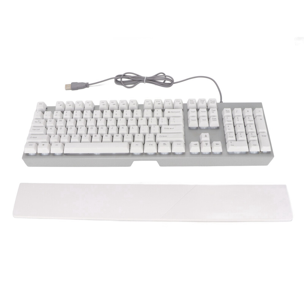 Rgb Wired Keyboard With Wrist Rest 104 Keys Clear White 9387669837309