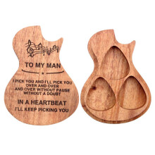 Kit da 5 pezzi, scatola porta plettri per chitarra, in legno, scatola 9.6x7.2x1.8 cm