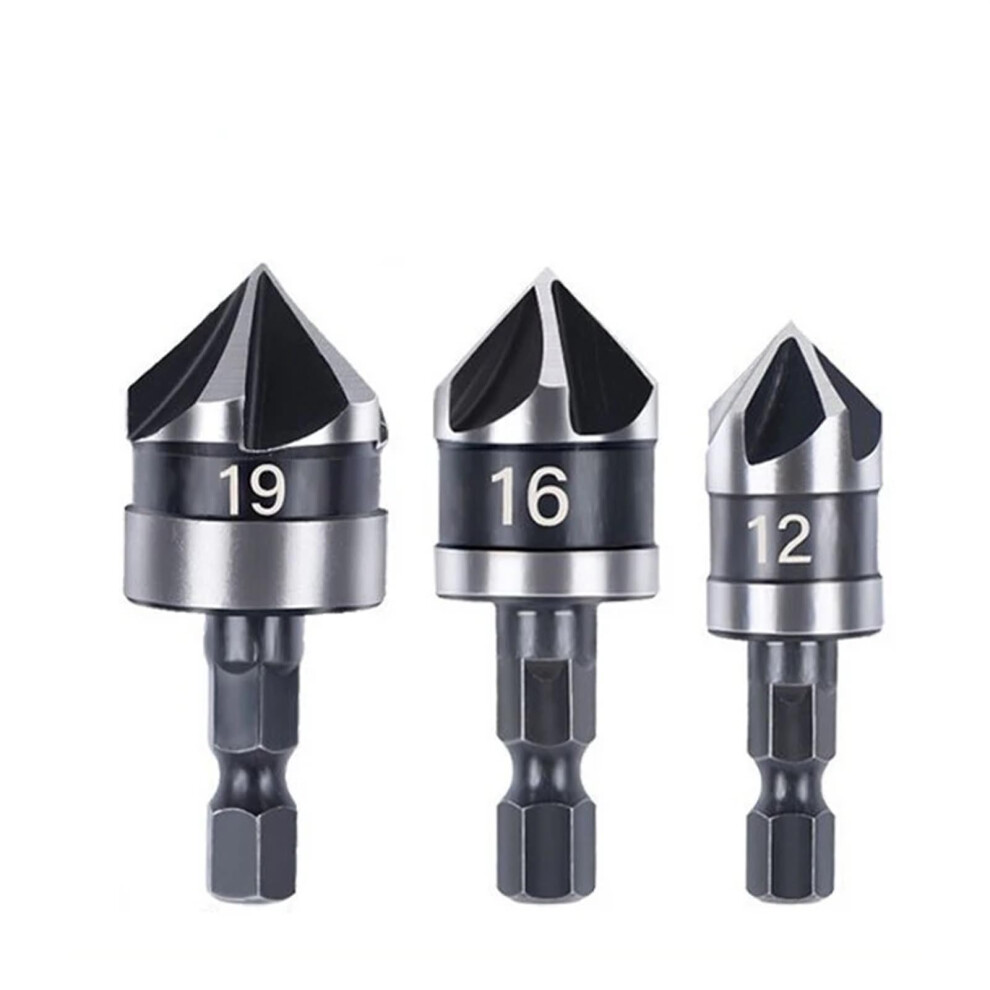 3Pcs Hss Hex Countersink Drill Bit Set 90 Degrees Chamfer Carbon Steel Woodworking Tools Hexagonal Shank 6947110193946